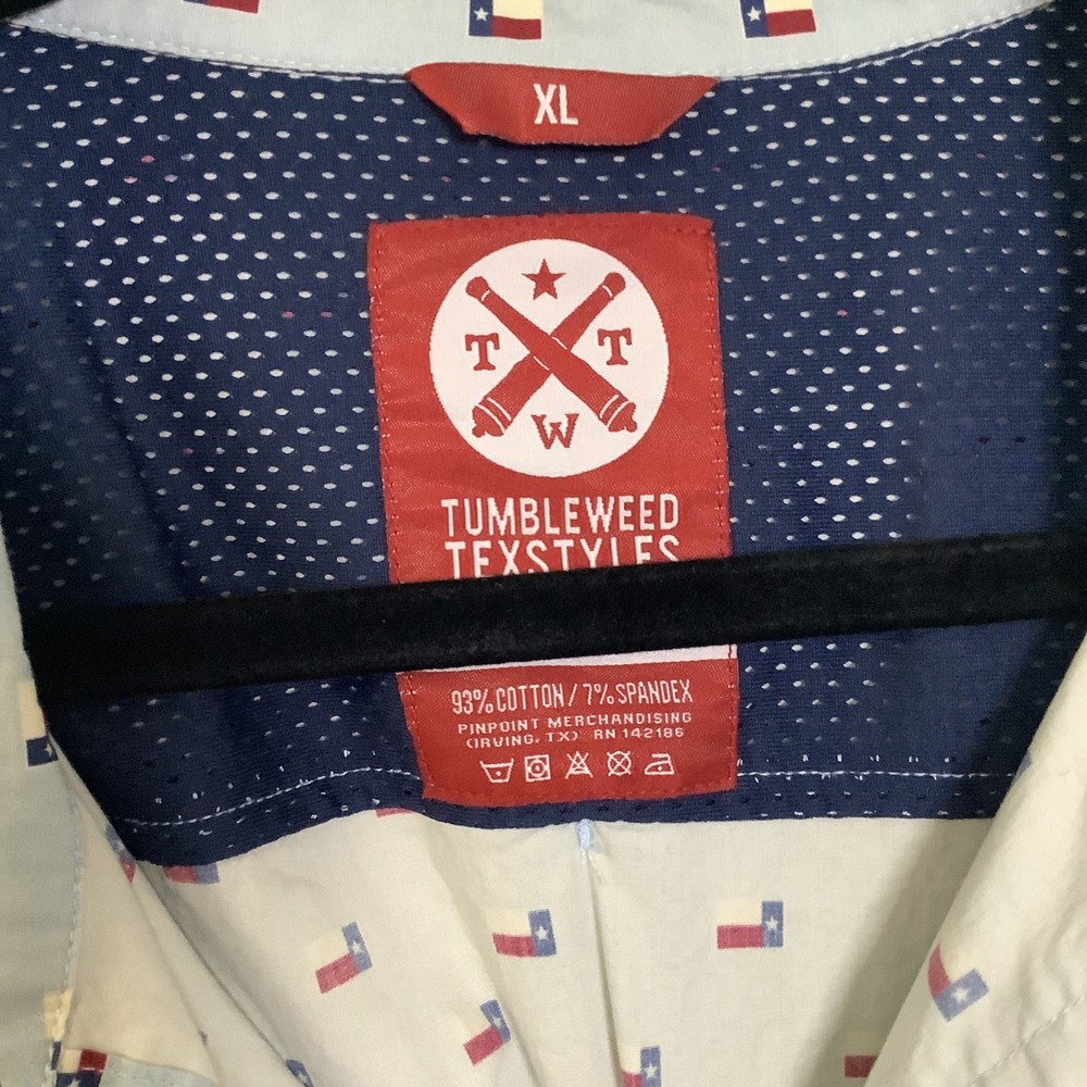 Tumbleweed TexStyle Blue Texas Flag Snap Button Vented Shirt XL Casual Summer - Picture 3 of 4